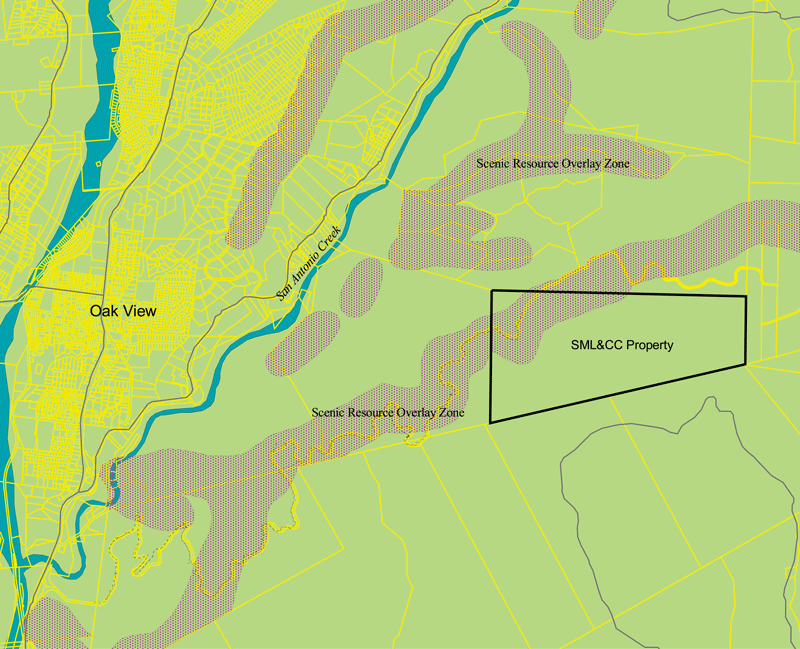 Map of western portion of Scenic Overlay Zones on Sulphur Mountain